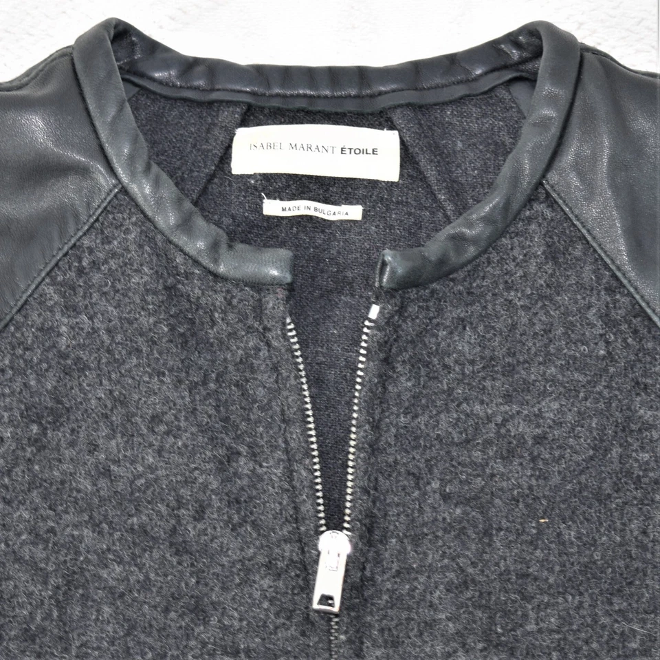 Isabel Marant Etoile Ciprés Chaqueta Universitaria Lana Cuero Abrigo Bombardero 36 M 6 Foto 4 de 4