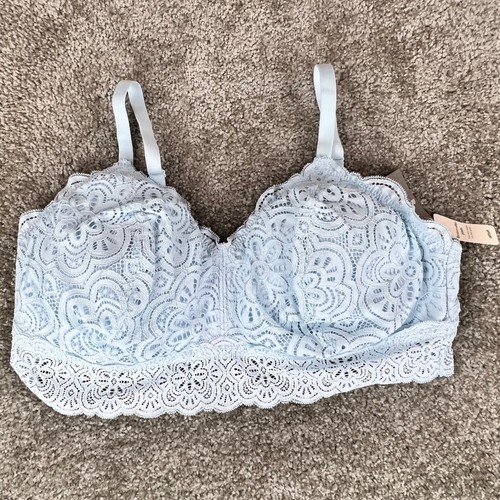 NWT Aerie Lace Strappy Light Blue Bralette Sz XL Removeable Pads Lightly Lined - Picture 1 of 14