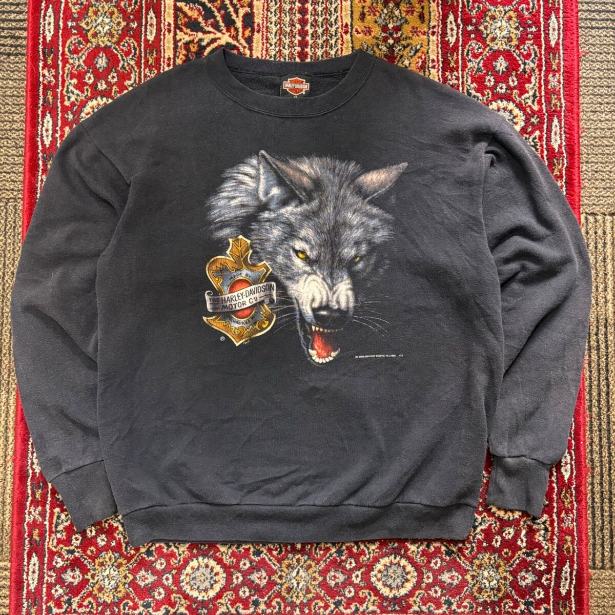 Harley Davidson 3D EMBLEM sweatshirt wolf animal fade Harley Davidson 3D EMBLEM sweatshirt wolf animal fade