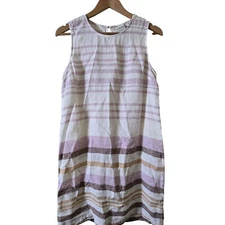 Rachel Zoe Linen Dress Striped Sleeveless Casual Summer Dress Size 6