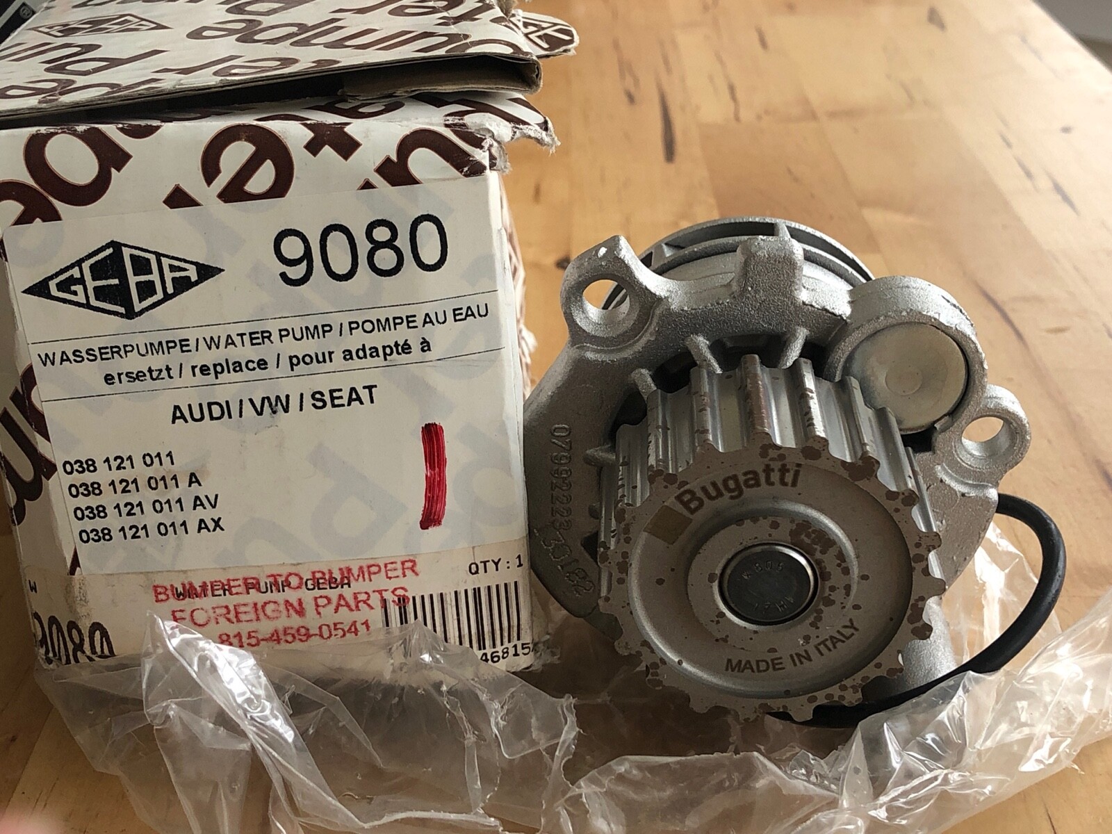 Geba Water Pump 038121011A 9080 Audi VW Seat 038121AV 038121011AX New Bugatti