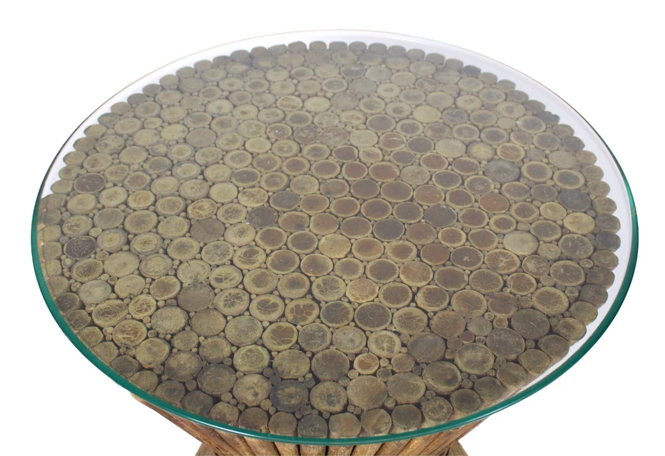 Mesa de comedor central con base de pedestal de bambú de gavilla de trigo McGuire de colección Foto 4 de 4