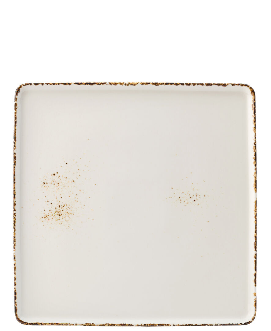 Umbra Square Plate Set Brown Rims Dinner Desserts Plate 10"" (25.5Cm) Pack Of 6