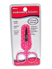 Embroidery Scissors In Leather Sheath Pink