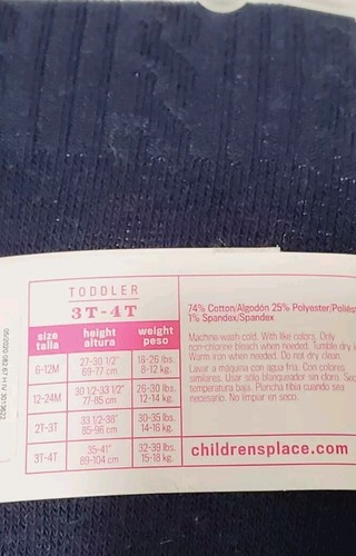 The Children’s Place Girl Size 3T-4T Tights Navy Blue Textured - Picture 2 of 3