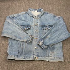 Vintage Denim Jacket Mens XXL Blue Trucker Dupont Embossed Letters Made in USA