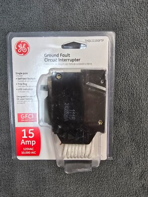 GE 15 Amp Single Pole Ground Fault Breaker with Self-Test THQL1115GFTP