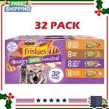 Purina Friskies Pate, Soft Poultry Variety Pack, Wet Food, 5.5 oz Cans, 32 Pack
