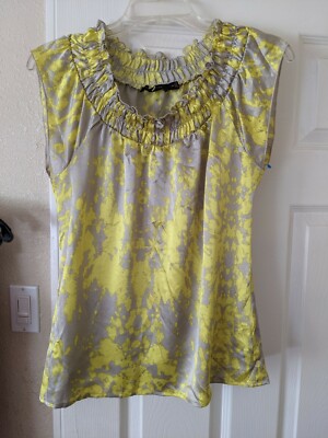 The Limited Career Blouse Top ~ Sleeveless ~ Gray Yellow ~ XS