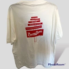 Vtg Burma Shave White T-Shirt Mens Sz Large 100% Cotton Barber Logo Double Sided