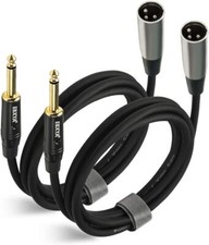 XLR Male to 1/4 Inch TS Mono Unbalanced Microphone Cable 6Ft, 6.35Mm to XLR Cabl