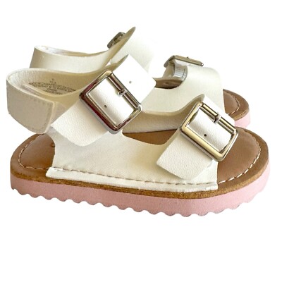 Old Navy Faux Leather Double Buckle Sandal Baby Toddler Girl Size 5 White  Shoes | eBay UK