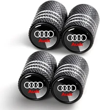 4 Pcs Black Metal Car Wheel Tire Valve Stem Cover for Audi,Auto Valve Stem Caps