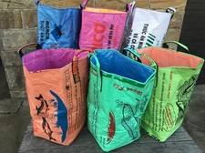 Recycled Laundry Basket made from Recycled Fish Feed Bags in Cambodia Fair Trade