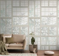 Fototapete Vlies Blattmuster Tropisch Fenster Creme GrüN 39845-1 (5,61€/1Qm)