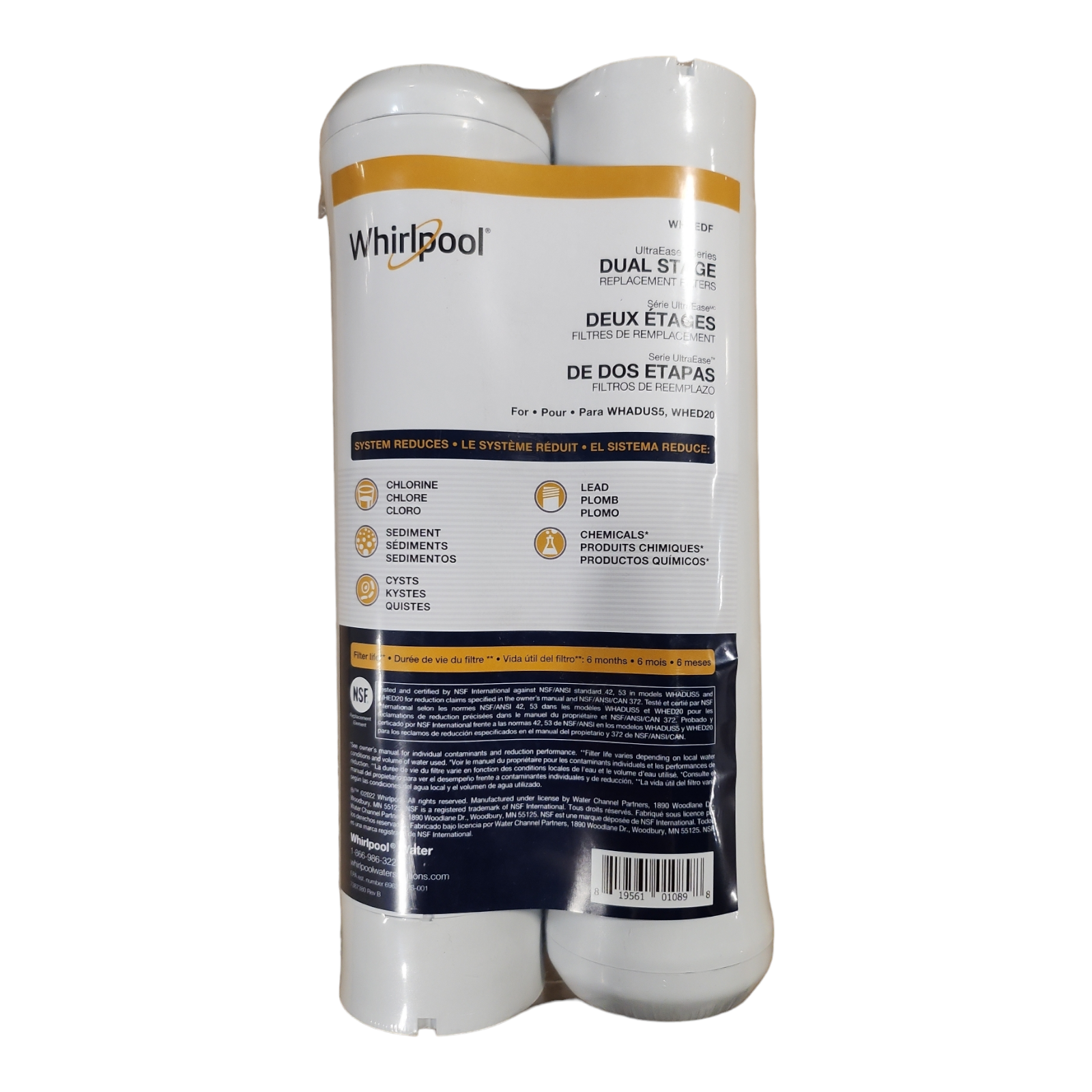 Whirlpool WHEEDF UltraEase Dual Stage Replacement Water Filters Pack of