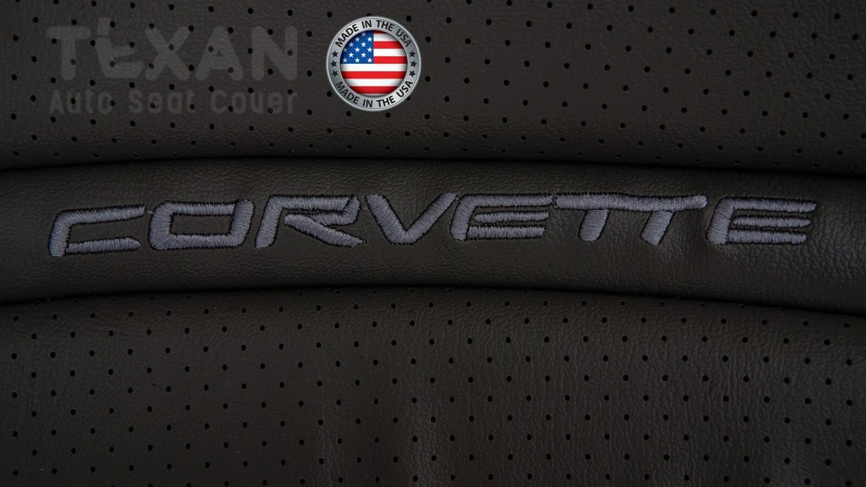 For 1997 - 2004 Chevy Corvette Driver Side Lean Back Perforated Seat Cover Black - Image 3 of 4