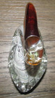 Vintage Murano Style Art Glass Pelican Figurine paper weight Amber Bill Silver — photo 5