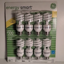GE Bulbs Soft Light 8 Pack CFL 13 Watt 60 Watt Replacement 825 Lumens  31064 NEW