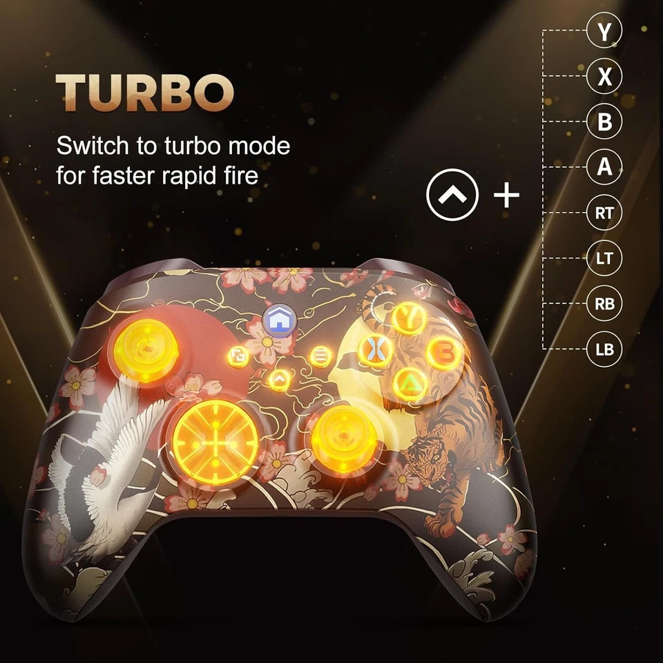 Dinosoo RGB Wireless Controller for Android Windows PC Steam Games, Dual Vibrati - Image 2 of 4