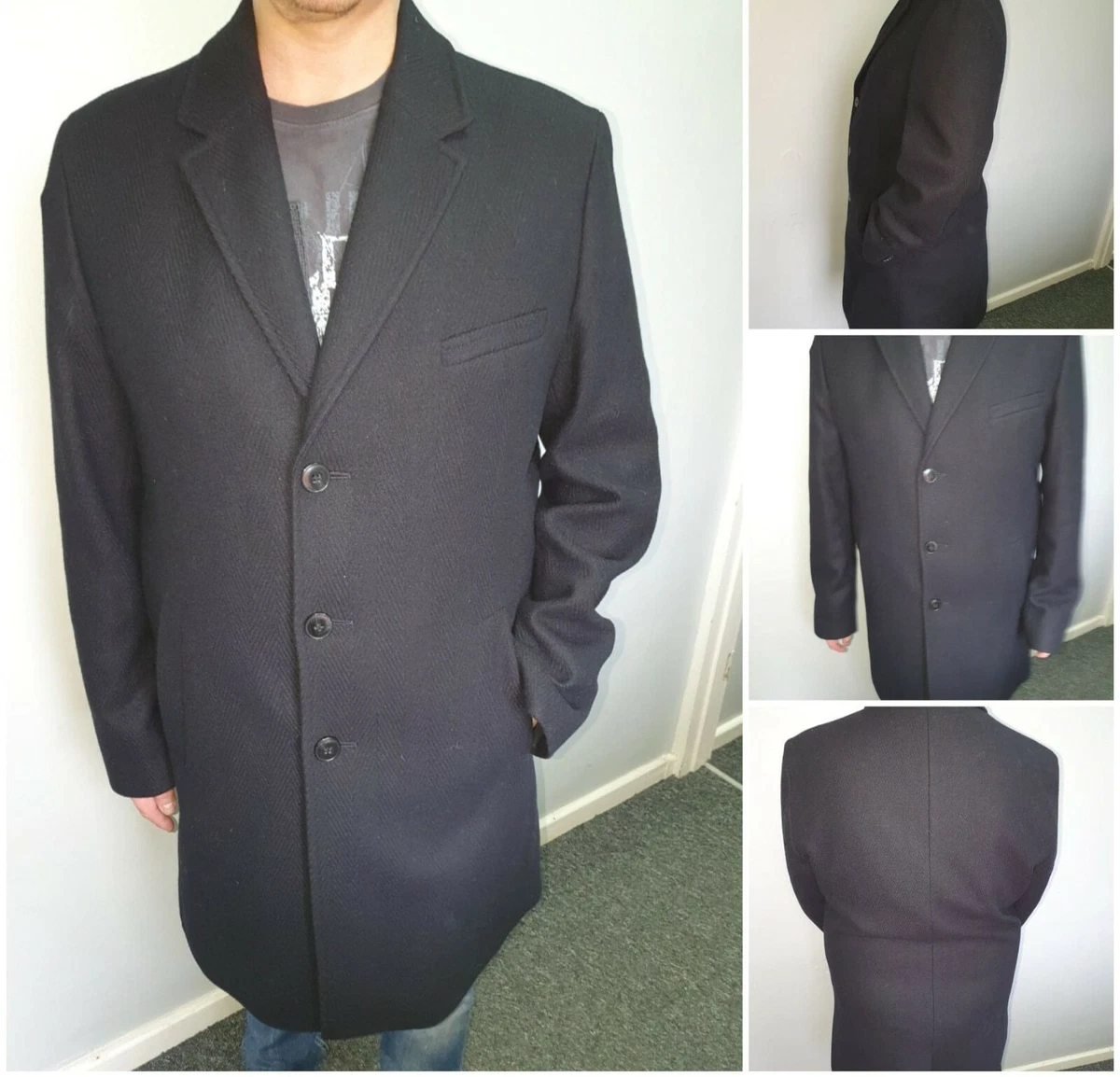 New Men s Hugo Boss Malte1841 Overcoat Black 52