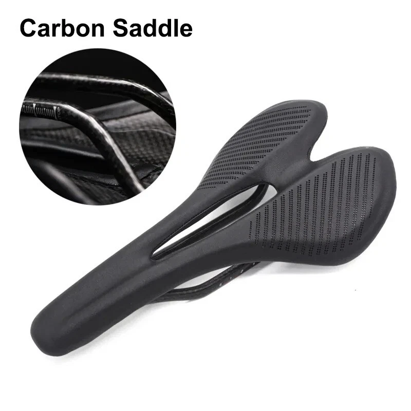 Sella In Fibra Di Carbonio Con Cuscino Per Bici EFMOTORSHOP - Nera, 270x143mm, Per MTB E Bici Da Strada