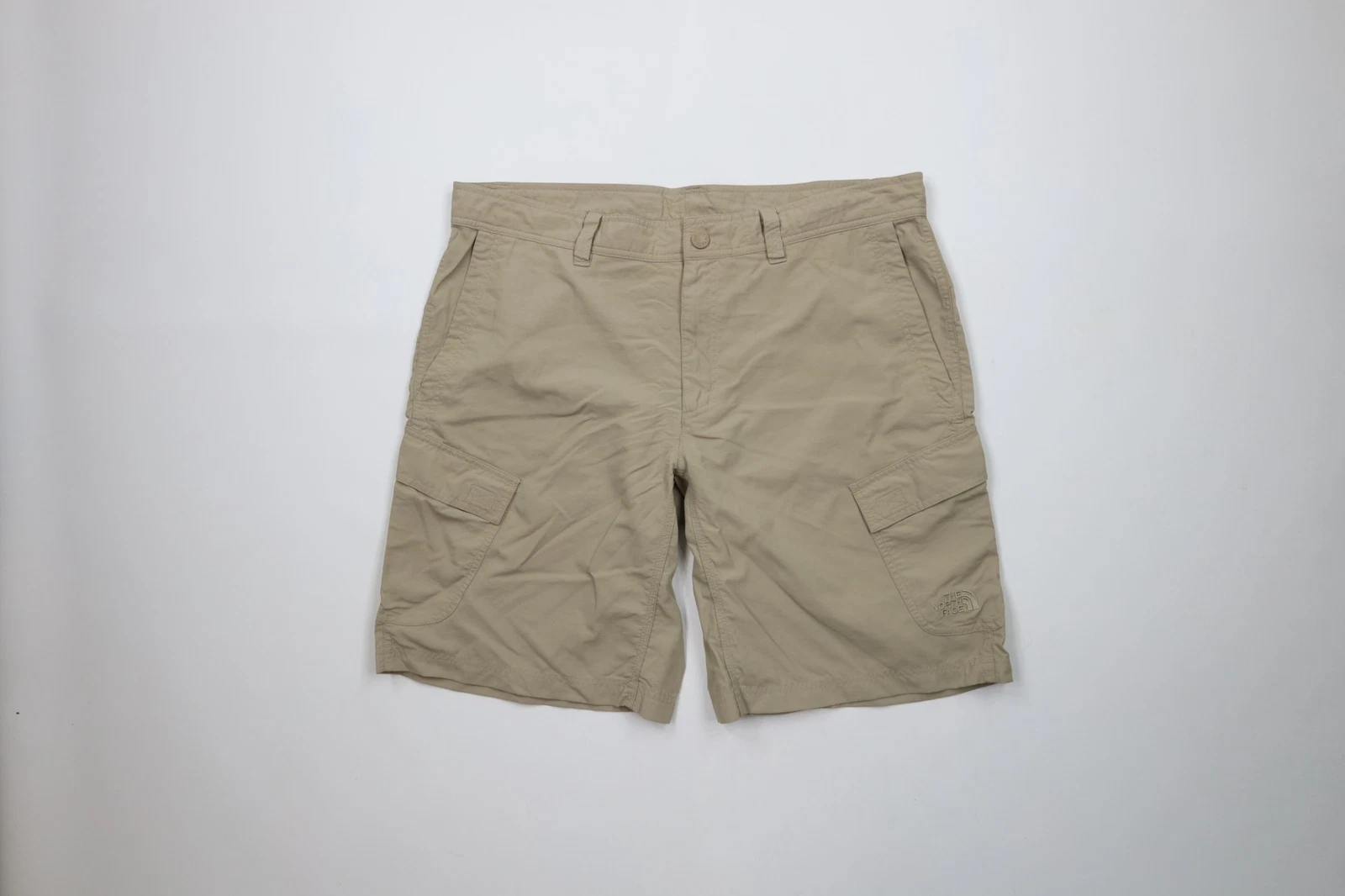 The North Face Mens Size 36 Spell Out Hiking Above Knee Cargo Shorts Beige Nylon