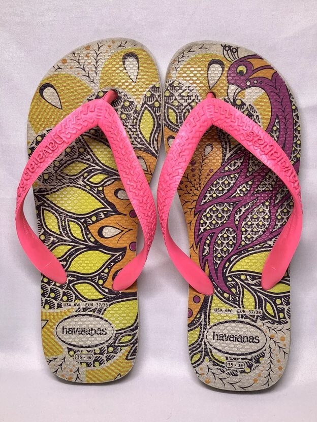 Lotto di 3 scarpe infradito Havaianas taglia 6 slim sfumate tramonto pop up pavone