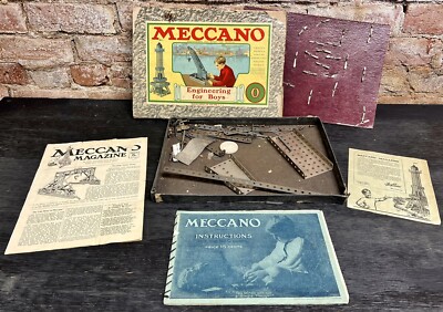 Antique 1920 Meccano Toy Engineering Set for Boys Outfit #0 Parts
