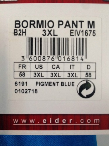 PANTALONES DE ESQUÍ EIDER DEFENDER AZULES AGUA/VIENTO 3XL NUEVOS CON ETIQUETAS - Imagen 2 de 5