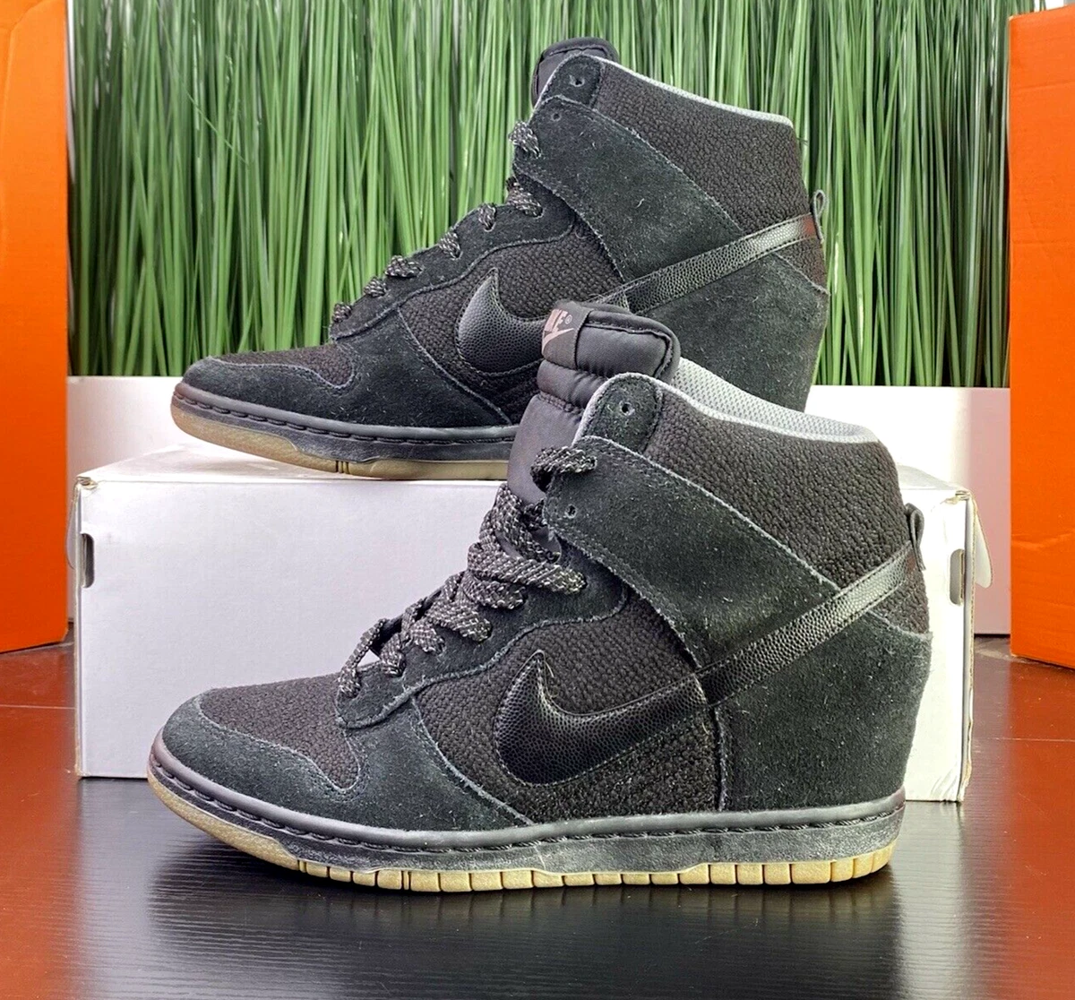 Dunk Sky Hi Hidden Wedge Triple Black Gum Womens Shoes 9 | eBay