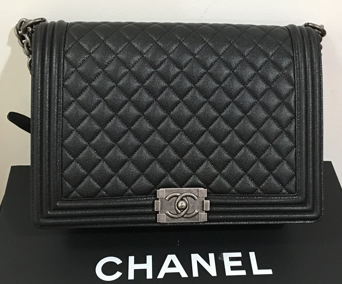 Chanel Boy Flap Quilted Medium Caviar Black in Caviar with Ruthenium-tone -  US