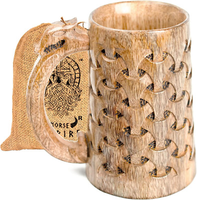 Handcrafted 20Oz Wooden Beer Mug - Viking Style Tankard Gift for Beer Lovers