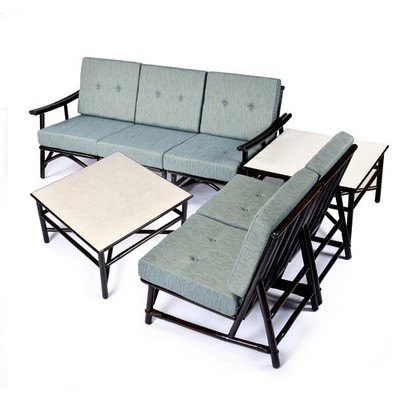 7-Piece John Wisner for Ficks Reed Far Horizons Rattan Modular Sofa Group