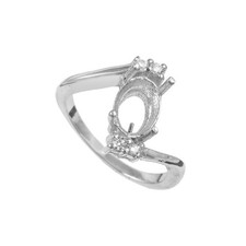 Semi Mount Ring Stone Setting Size 8x6 MM Oval Shape 925 Sterling Silver Ring