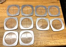 10 Vintage NFL Football Teams Plastic Coasters Clear Silver Mid Century Modern