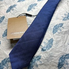 Burberry Silk Necktie Blue Check Unused Authentic Elegant Gift