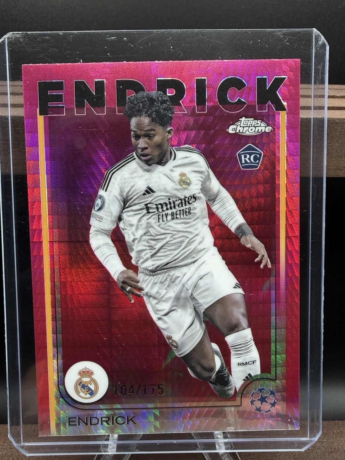 2024-25 Topps Chrome UEFA Endrick #100 RC Rookie Pink Prism Refractor /175