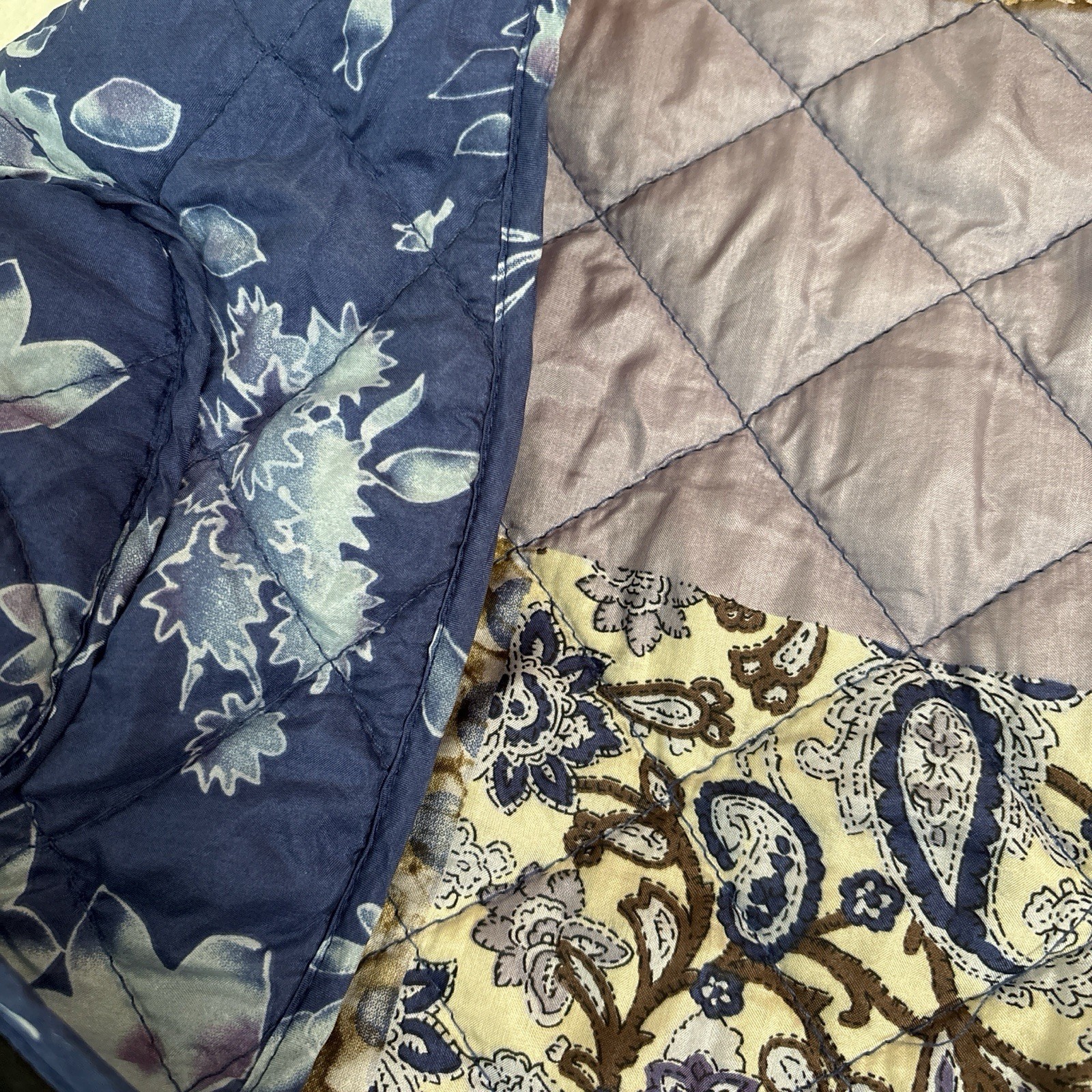 Reversible Silk Blue Floral Patchwork Quilted Jac… - image 6