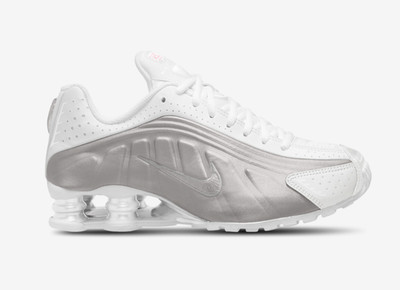 Nike Shox R4 White Metallic Silver CW2626-101 GS SZ 4Y-7Y Womens New Casual