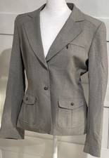 Tahari Light Gray Blazer With Snaps Zipper Pocket Notched Collar Size 6 MSRP 229
