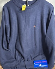 1980s Navy Champion Reverse Weave XL Warmup Sweatshirt NWT Deadstock Made In USA