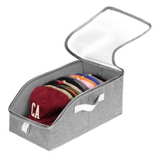 HAT ORGANIZER STORAGE BOX BASEBALL CAP HOLDER CLOSET GREY CLEAR WINDOW 12 CAPS