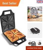 1600W Sandwich Toaster with Cool Touch Handle - Effortless Grilled Cheese