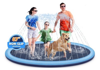 Splash Pad for Kids and Dogs 87'' Extra Large Toddlers 1-3 Ages 4-8, Non Slip