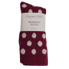 New Garnet Hill Dot Socks 9-11 Warm Cozy Cashmere Blend Crew Port Holiday Gift