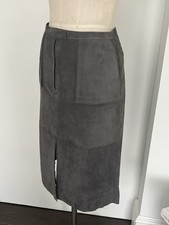 Grey Vintage Jaeger Suede Pencil Skirt Size 10