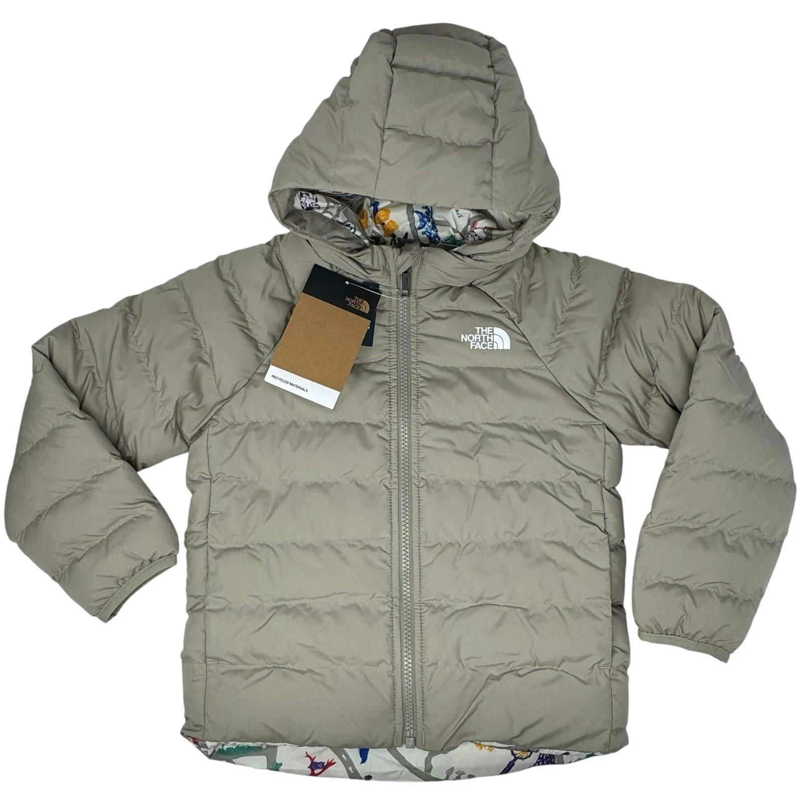 The North Face Little Kids Reversible Perrito Hooded Jacket Clay Grey Sz 5