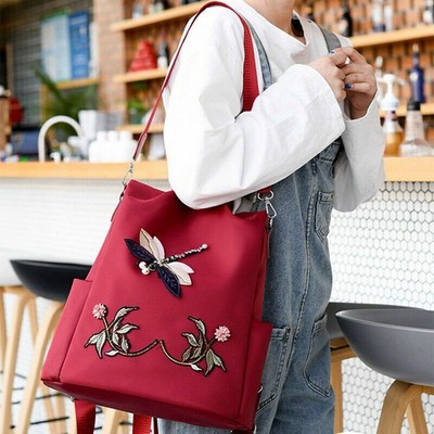 Damen Rucksack Anti-Diebstahl Blumenstickerei Tasche Reisetasche Schultertasche