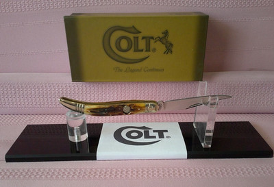 Rare New in Box Colt Brown Stag Bone Handle Toothpick Pocket Knife!